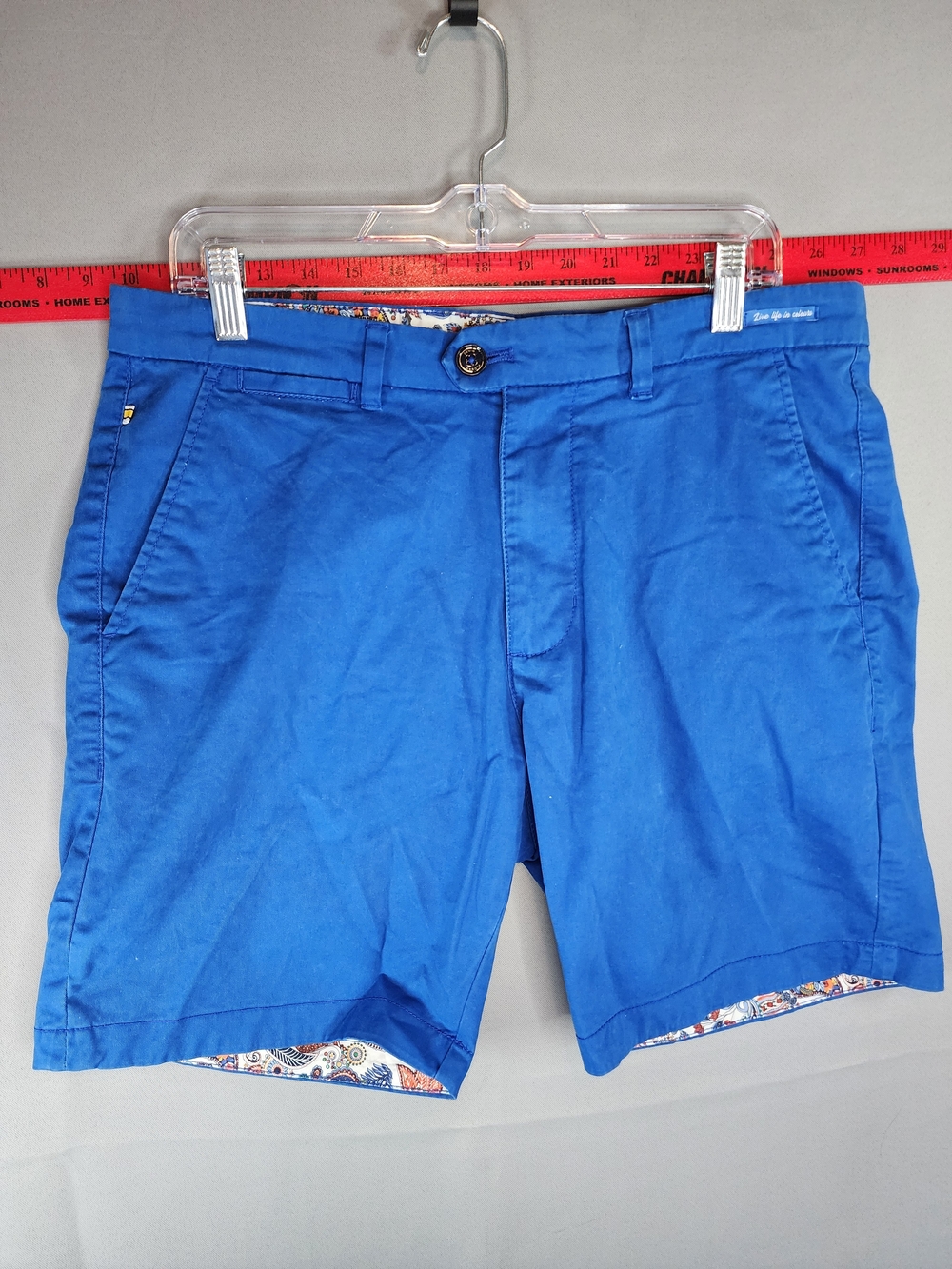 Denim & Flower Bright Blue Flat Front Men's Shorts